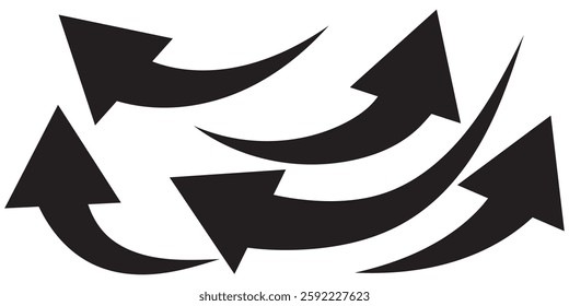 Set of curved arrows isolated on white background. Curved arrows, hand drawn curved arrows. Set long blue curve arrow icon vector . blue curve arrow icon set. long arrow icon set. curve arrow vector