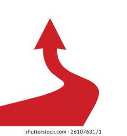 Set of curved arrows isolated on white background. Curved arrows, hand drawn curved arrows. red curve arrow icon vector illustration .