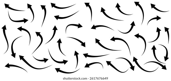 Set of curved arrows isolated on white background. Curved arrows, hand drawn curved arrows. Set long black curve arrow icon vector . black curve arrow icon set. long arrow icon set. curve arrow icon
