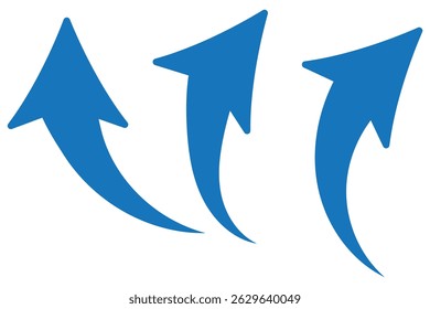 Set of curved arrows isolated on white background. Curved arrows, hand drawn curved arrows. Set long blue curve arrow icon vector . blue curve arrow icon set. long arrow icon set. curve arrow vector