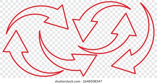Set of curved arrows isolated on white background. Curved arrows, hand drawn curved arrows. red curve arrow icon vector illustration .