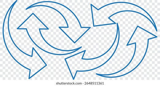 Set of curved arrows isolated on white background. Curved arrows, hand drawn curved arrows. Set long blue curve arrow icon vector . blue curve arrow icon set. long arrow icon set. curve arrow vector.