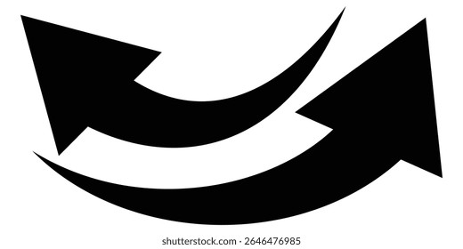 Icono de flecha negra sobre fondo transparente. Icono de flecha de estilo plano para su Sitio web, diseño, logotipo, App, interfaz de usuario., signo de flecha curva.