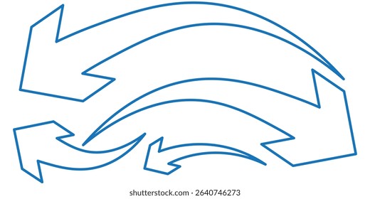 Set of Curved line style Arrows icon isolated on white background. Vector illustration editable stock icons. Hand drawn arrow collection.