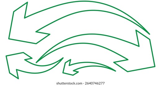 Set of Curved line style Arrows icon isolated on white background. Vector illustration editable stock icons. Hand drawn arrow collection.
