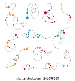 a set of curved lines strung with colored beads on them