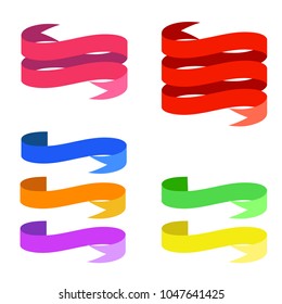 Set of curved ribbons of different colors and with different amount of curves.