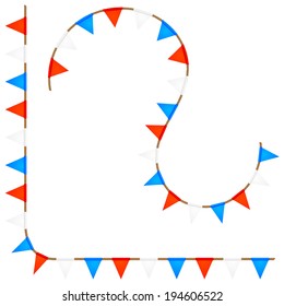 Set curved ropes with colored  flags. Elements for your design. Vector illustration