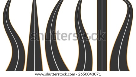 Set of curved and straight roads