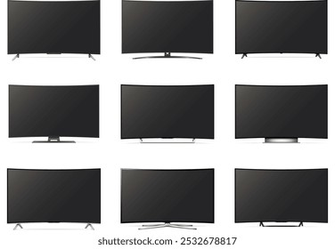 Conjunto de televisión curvada con pantalla negra