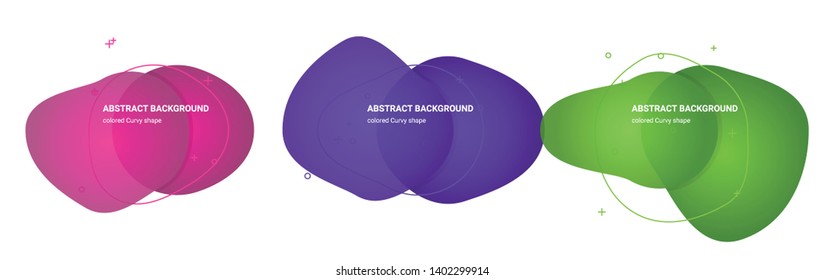 Set of Curvy Gradient Elements. Set of Abstract Amoeba Shaped Backgrounds for Flyers, Banners, Web Sites, Business Cards, Invitations, Gift Cards, Brochures, Landing Pages
