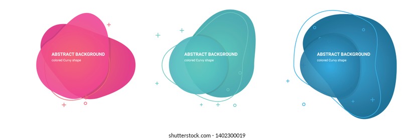 Set of Curvy Gradient Elements. Set of Abstract Amoeba Shaped Backgrounds for Flyers, Banners, Web Sites, Business Cards, Invitations, Gift Cards, Brochures, Landing Pages