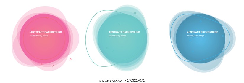 Set of Curvy Gradient Elements. Set of Abstract Amoeba Shaped Backgrounds for Flyers, Banners, Web Sites, Business Cards, Invitations, Gift Cards, Brochures, Landing Pages