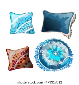 Set of cushions for the interior. Vector illustration.
