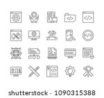 Set of Custom Development outline icons isolated on white background. Editable stroke. 64x64 Pixel Perfect.