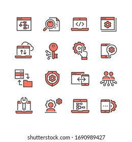 Set of Custom Development outline icons
