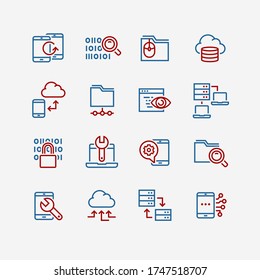 Set of custom development outline icons