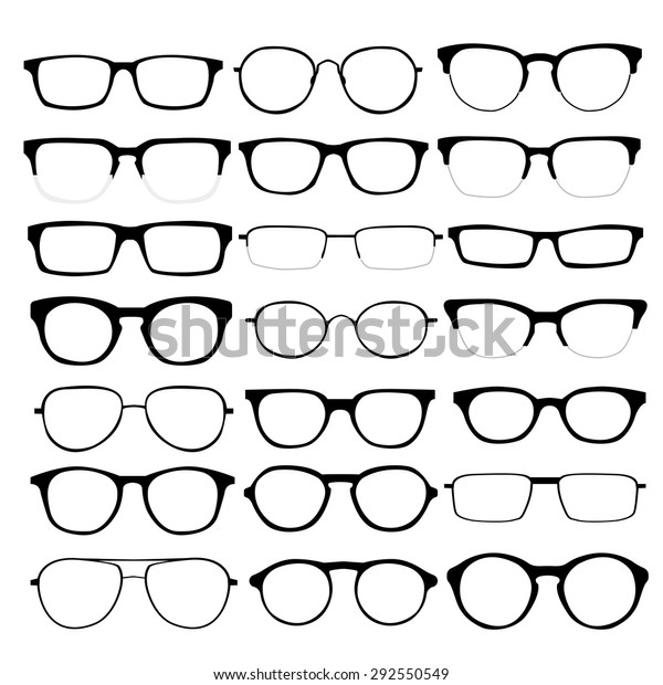 カスタムグラスのセット 白い背景にベクターイラスト 眼鏡モデルのアイコン 男性 女性のフレーム 白い背景にサングラス 眼鏡 シルエット 異なる図形 枠 スタイル のベクター画像素材 ロイヤリティフリー