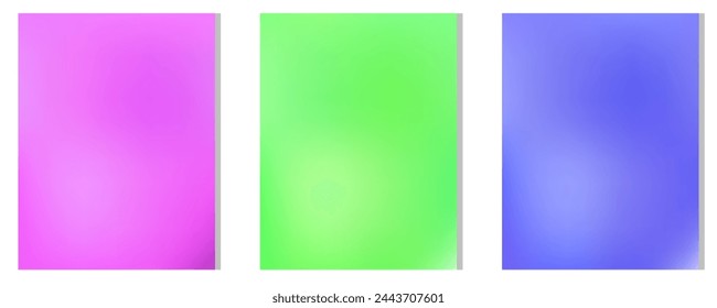 Set of custom gradient backgrounds.
Vector gradient layouts
purple, green, blue