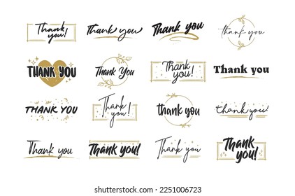 Set of custom THANK YOU hand lettering designs.