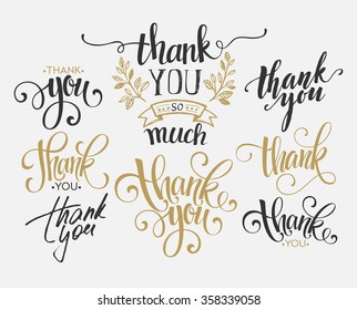 Set of custom THANK YOU hand lettering. Vector illustration