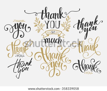 Set of custom THANK YOU hand lettering. Vector illustration