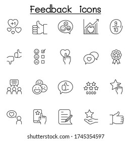 Set of Customer Feedback line icons. contains such icons as review, comment, Loyalty, customer relationship management, satisfaction and more