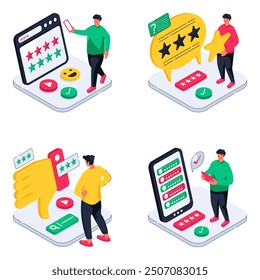 Set of Customer Ratings Isometric Illustrations 

