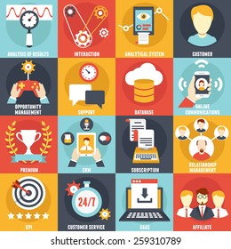 Set Of Customer Relationship Management Icons - Vector Icons