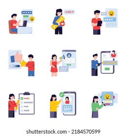 Set of Customer Response Flat Illustrations 

