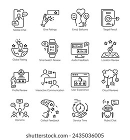 Set of Customer Responses Linear Icons 

