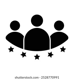 Set of customer review icons. Business client symbol, people group with five stars. Customer satisfaction signs. Customer experience or 5 star satisfaction rating icon.