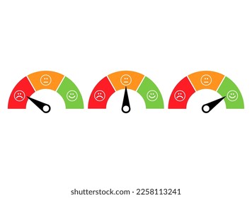 Set of customer satisfaction meter icon, graph rating measure business report vector illustration .