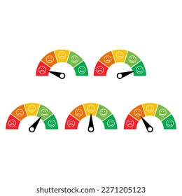 Set of customer satisfaction meter icon, graph rating measure business report vector illustration .