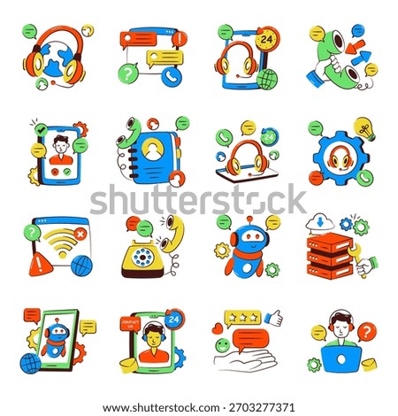 Set of Customer Service Doodle Icons
