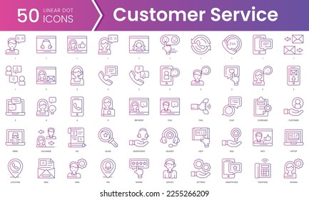 Set of customer service icons. Gradient style icon bundle. Vector Illustration