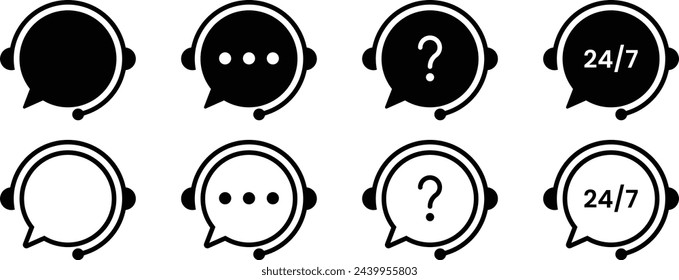 Conjunto de símbolos de icono de soporte al cliente. Ilustración vectorial. 