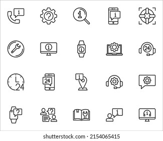 Set von Kundendienst-Line-Icons, Hilfe, technischen