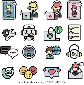 Set of customer support service icon and chatbot, online shopping concept. Vector illustration
