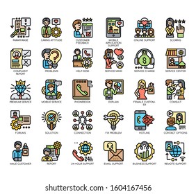 Set of customer support thin line and pixel perfect icons for any web and app project. 