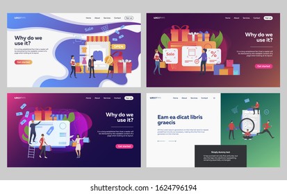 Set of customers purchasing clothes. Flat vector illustrations of people doing activities from checklist. Online shopping, daily schedule concept for banner, website design or landing web page