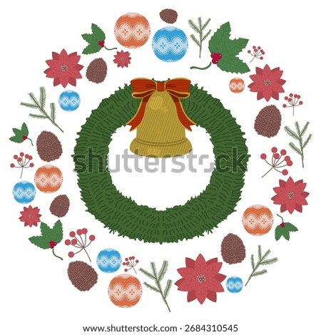A set of customizable Christmas wreath illustrations
