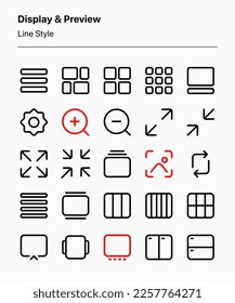 A set of customizable display and preview icons. Perfect for app and web interfaces, graphic design, and other projects