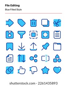 A set of customizable file editing icons. Perfect for apps and webs interfaces, databases, dashboards, presentations, graphic design, and other projects