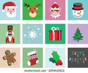 A set of customizable holiday icons. 