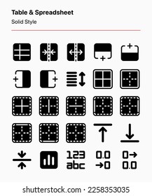 A set of customizable table and spreadsheet icons. Perfect for app and web interfaces, graphic design, and other projects