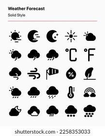 A set of customizable weather icons. Perfect for app and web interfaces, graphic design, and other projects