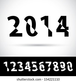 set of cut alphabet numbers vector illustration
