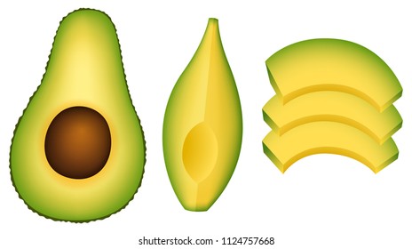 A Set of Cut Avocado illustration