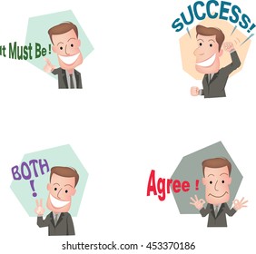 Set of cut businessman or office worker pose in various characters expressing feeling and emotion in communication concept.vector